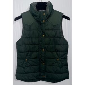 HM LOGG Womens Forest Green Puffer Vest Plaid Lining Western Yoke Size 6